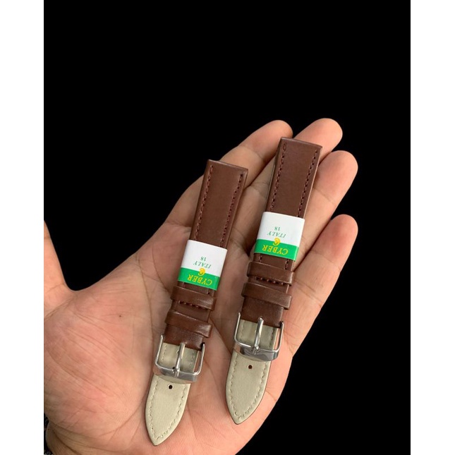 Strap Tali Jam Tangan kulit cyber coklat Polos 18mm