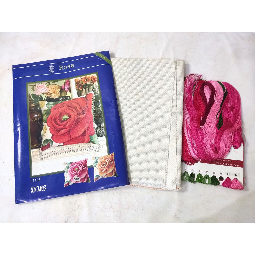 DISKON Paket DIY Craft Sulam Kristik DOME 41103 Pink Rose Bunga Mawar Merah