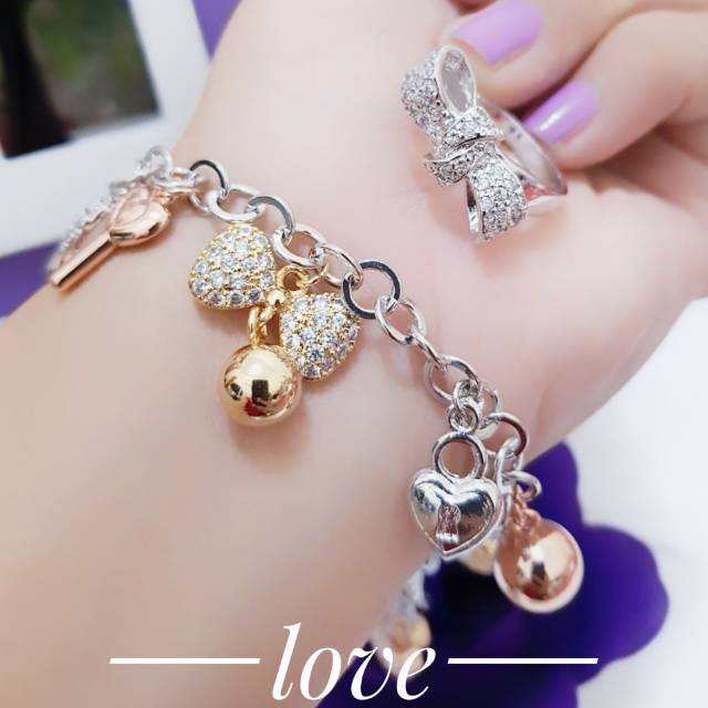 Set pita xuping gelang tangan plus cincin 3 warna