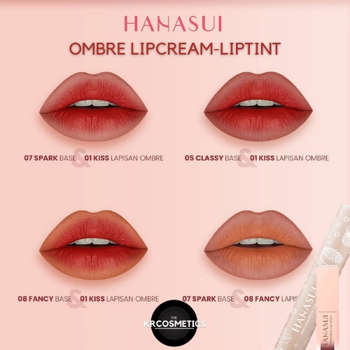 HANASUI paket ombre lipcream matte boba 03.salted caramel + tintdorable liptint no.06 bloody 2 pcs