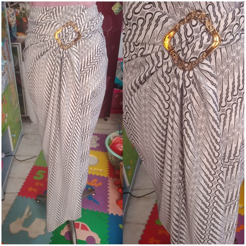 PROMO ROK LILIT BATIK FREE GESPER BAWAHAN KEBAYA ROK PAYA AZALEA KAMBOJA-PARANG PUTIH