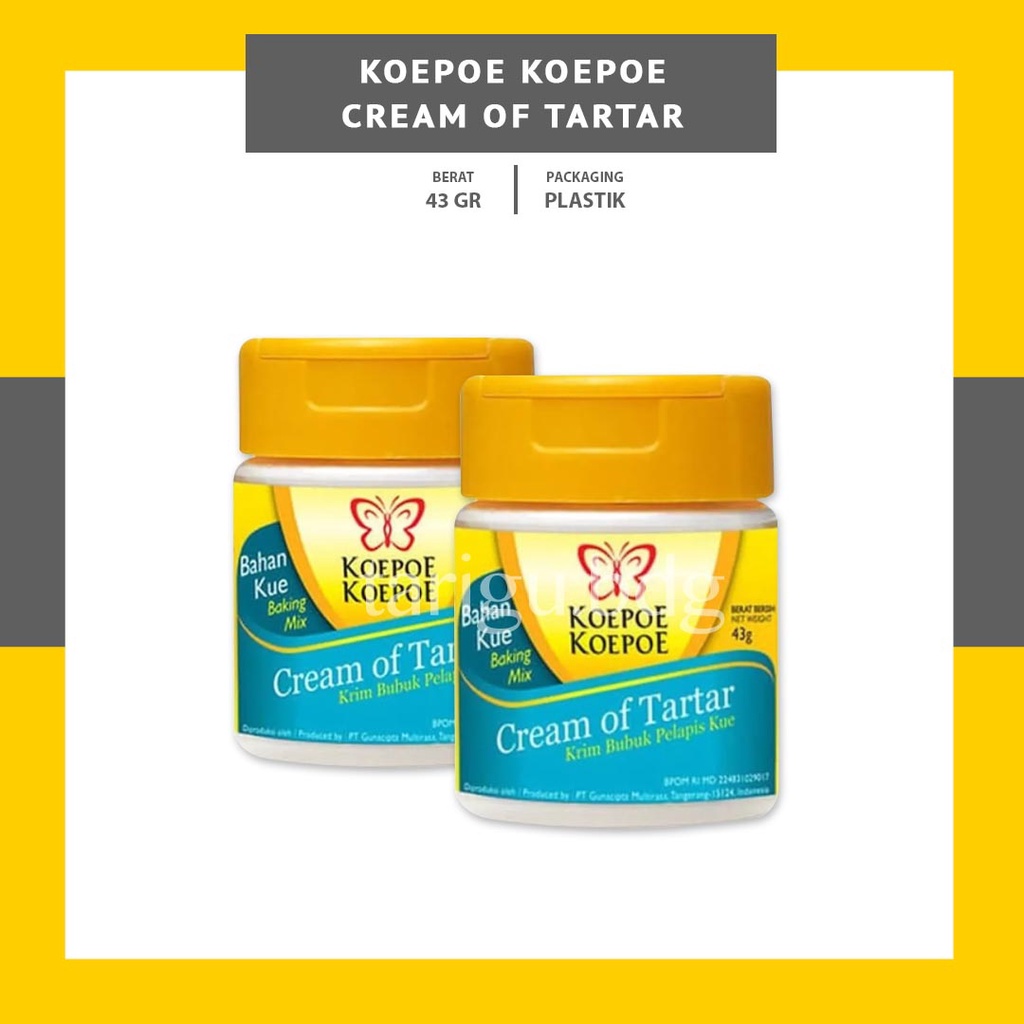 

CREAM OF TARTAR 43GR KOEPOE KOEPOE - KRIM BUBUK PELAPIS KUE - KRIM OF TARTAR KUPU KUPU