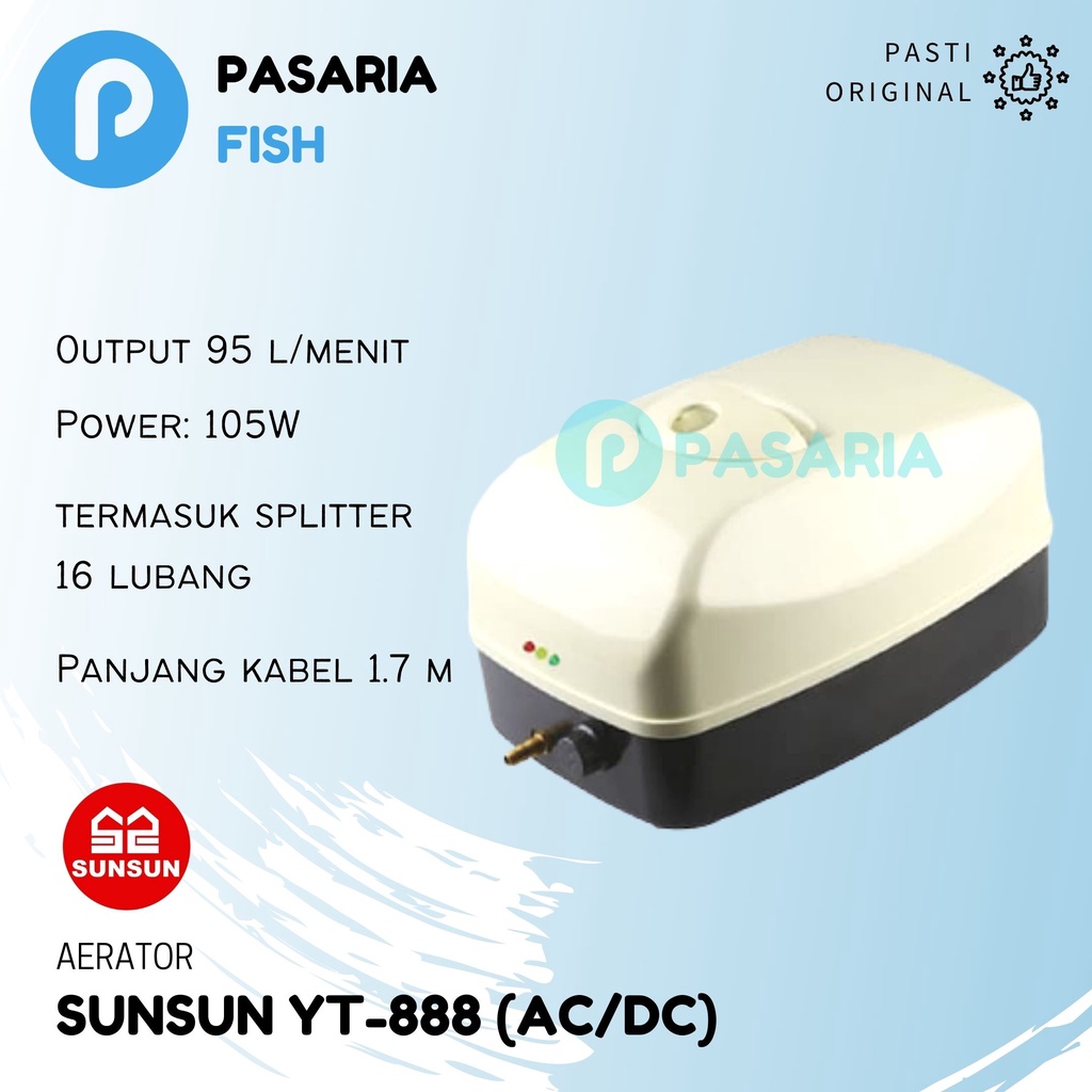 SUNSUN Aerator AC/DC YT888/Pompa Udara/Air Pump Oksigen Kolam YT 888