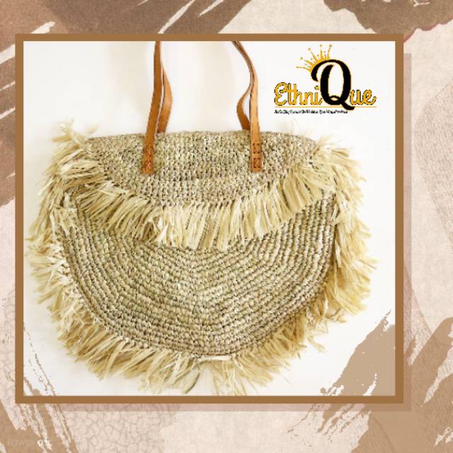 Tas Gajih Tali Kulit Straw Bag