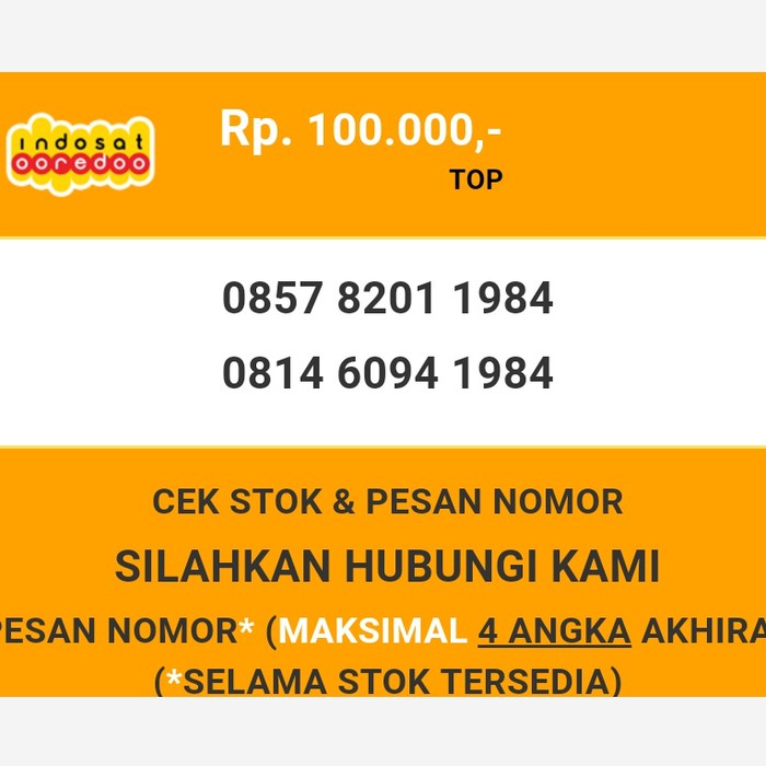 Nomor cantik indosat murah tahun lahir 1984 im3 dan mentari T3888-100