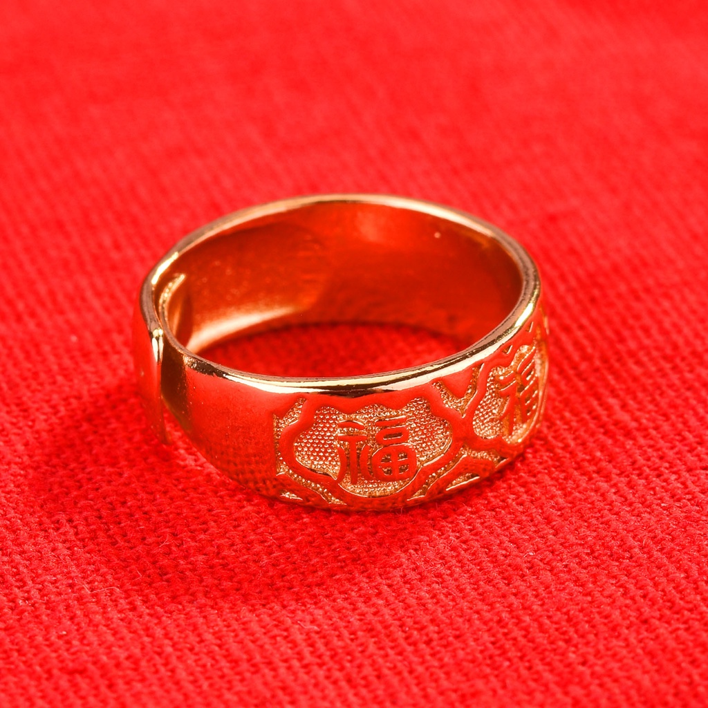 Cincin Emas Emas Asli Kadar 375Model Terbuka Dapat Disesuaikan Untuk Pernikahan