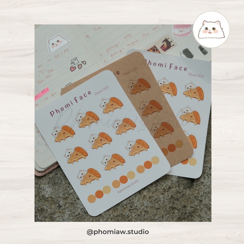 

sticker cat cute pizza phomi face 006