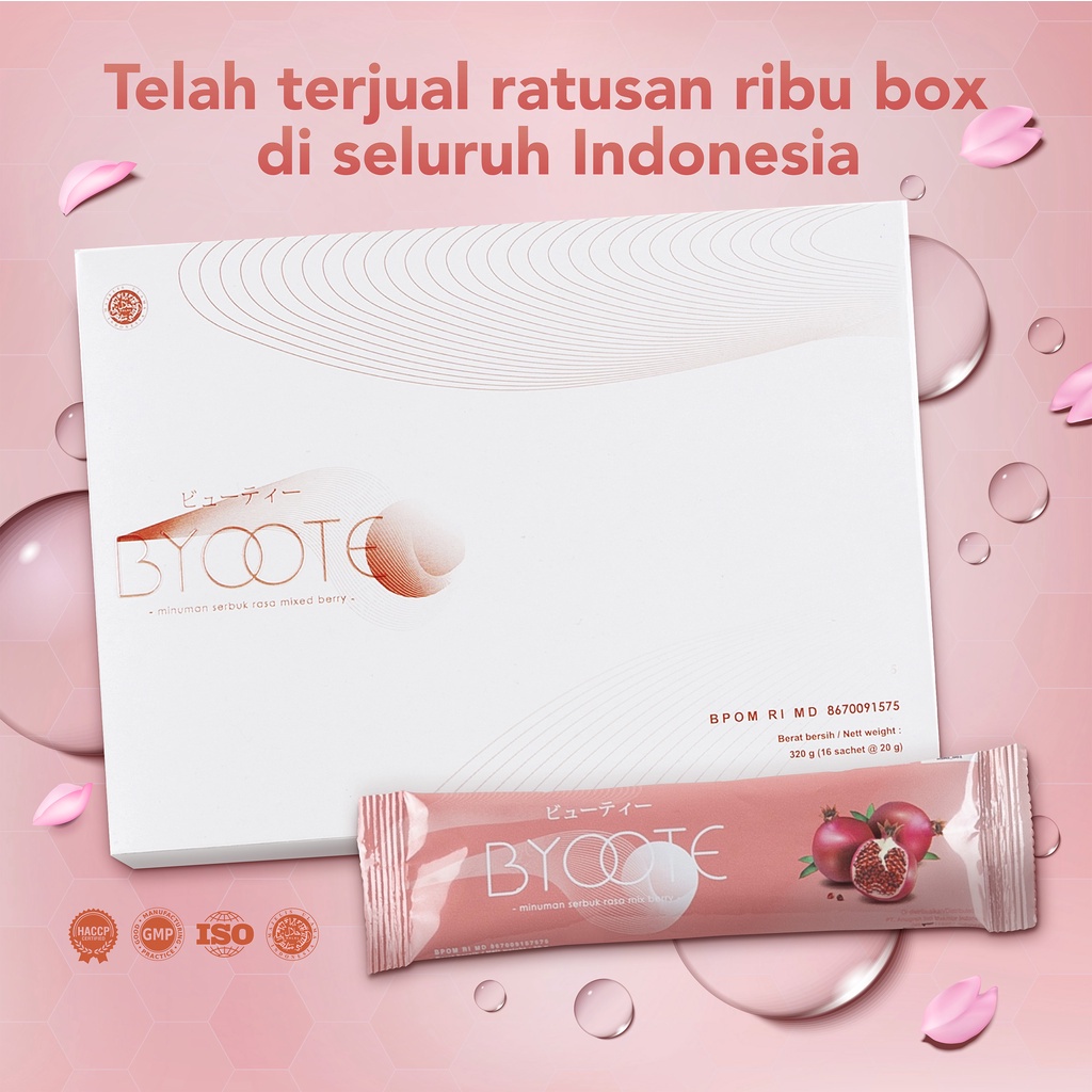 Byoote Collagen Drink 1 Box 16 Sachet - Minuman Colagen Kolagen Premium - Halal BPOM Asli Original Official