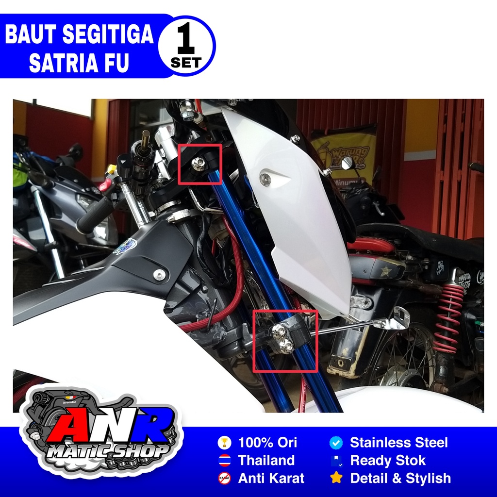 Baut Set Segitiga Satria FU Kiri Kanan Probolt Stainless Heng Thailand