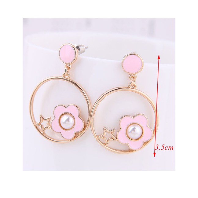 LRC Anting Tusuk Fashion White Flower Earrings A58418