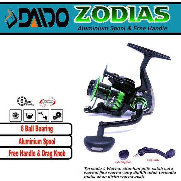 REEL PANCING DAIDO ZODIAS ALUMUNIUM SPOOL FREE HANDLE 4000 dan 6000