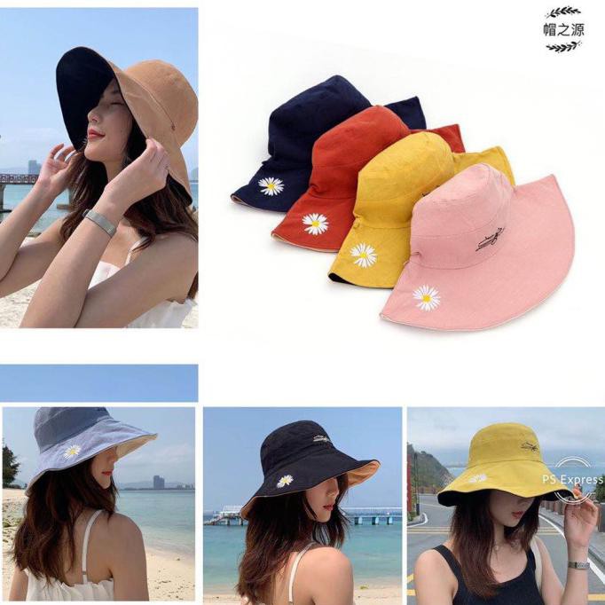Topi Bucket Polos Dua warna bolak balik Fisherman / Topi bucket korea - Orange AP006
