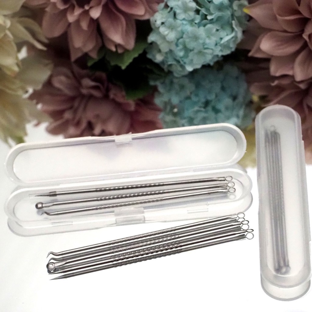 Alat Pencet Pencetan Komedo Jerawat SET ISI 3 BAHAN STAINLESS TEBAL Facial Pinset Pembersih