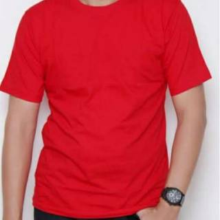  Kaos  polos  lengan pendek cotton combed 30s merah  cabe  100 