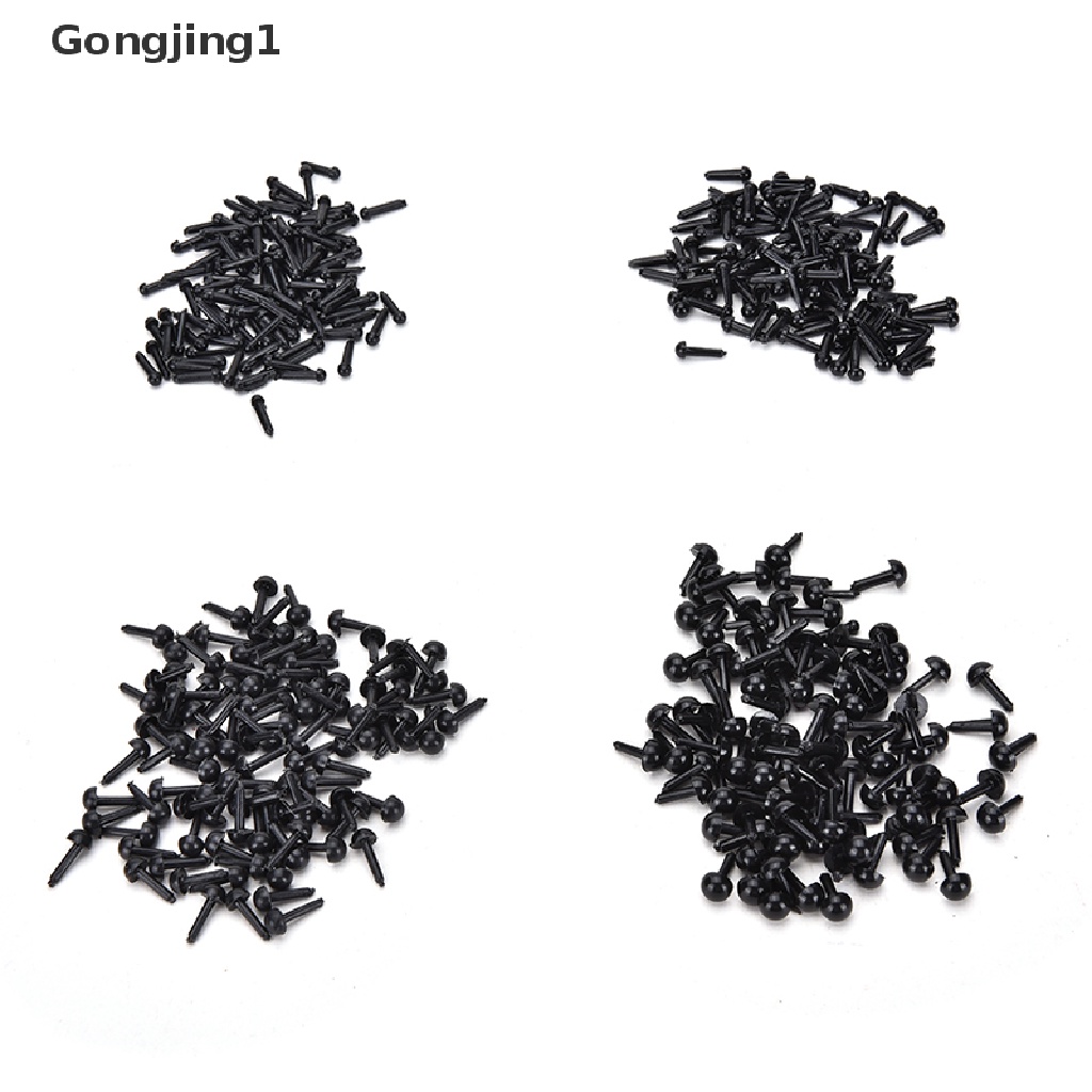 Gongjing1 100pcs / Set Mata Boneka Beruang 4 Ukuran Bahan Plastik Warna Hitam