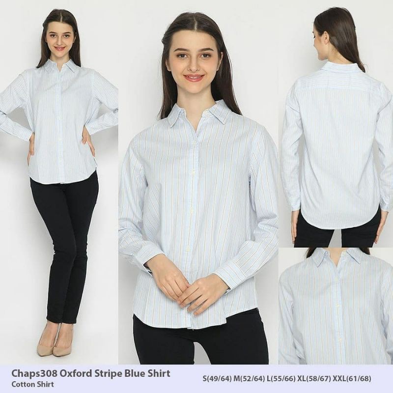 KEMEJA WANITA - CHAPS OXFORD STRIPE SHIRT