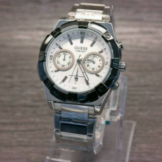 Jam tangan pria guess keren rantai stainles murah