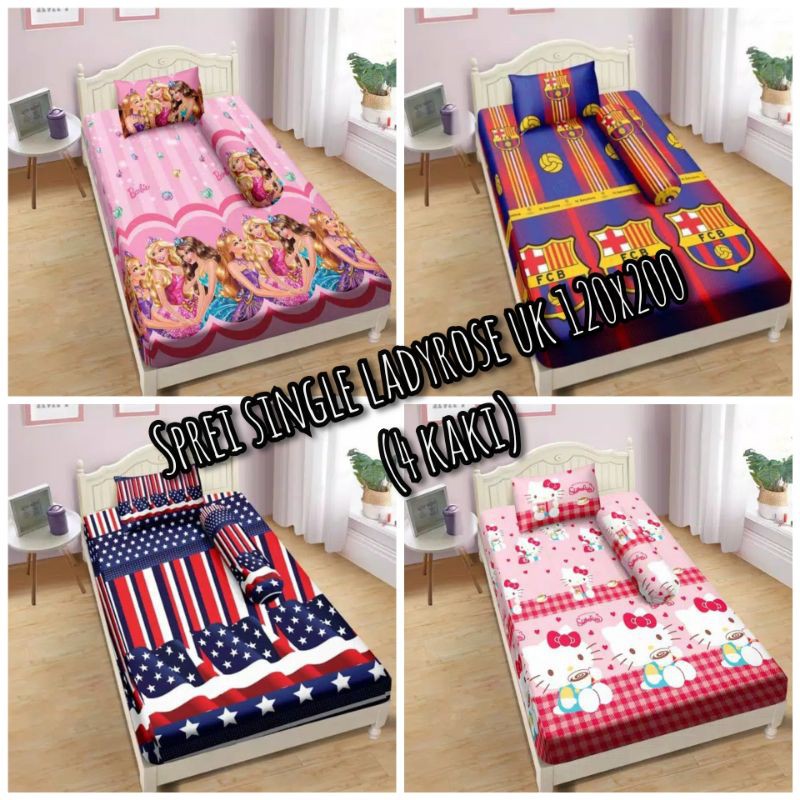 Motif TERBARU Sprei single Ladyrose size 120x200 cm / sprei anak / sprei 4 kaki