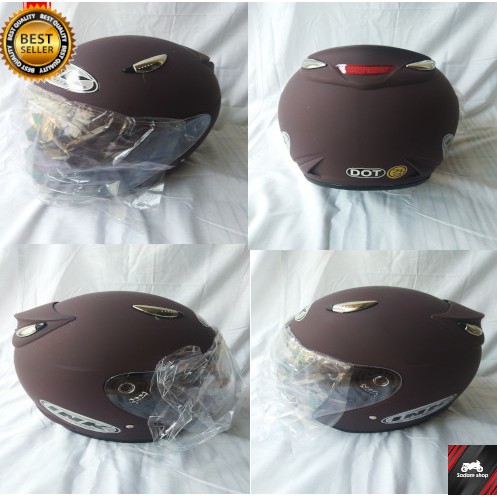 Helm INK centro replika SNI half face busa kaca terbaru coklat doff