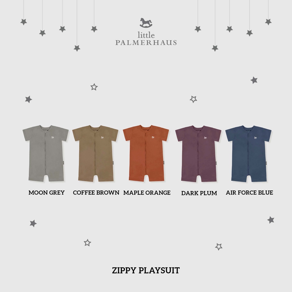Little Palmerhaus Zippy Playsuit  Baju Pakaian Harian Bayi Bodysuit Jumpsuit Jumsuit Jamsuit Jamper Jumper Romper Zipper Lengan Pendek Buka Kaki Anak Bayi Laki Laki Perempuan Cowok Cewek New Born Baru Lahir 0 6 12 24 Bulan Palmerhouse-1