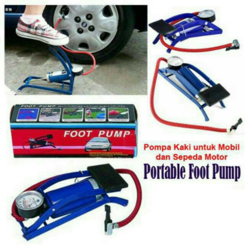 Pompa Injak Kaki Foot Pump Portable Ban Motor Mobil Sepeda Bola