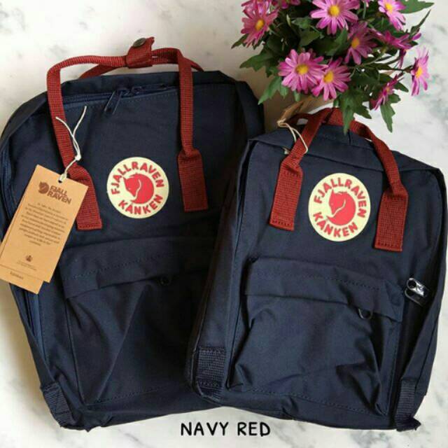 fjallraven kanken navy and red