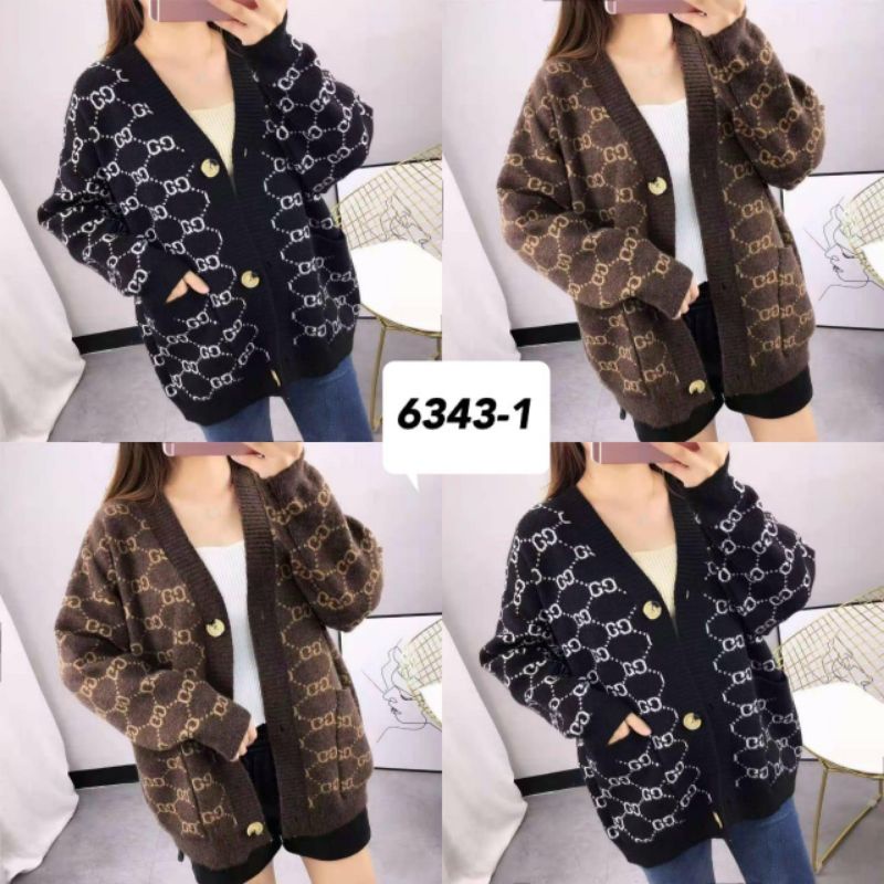 6343-1#Cardigan rajut gucci premium import super cakep,bhn rajut halus premiu.,ld 100cm,
