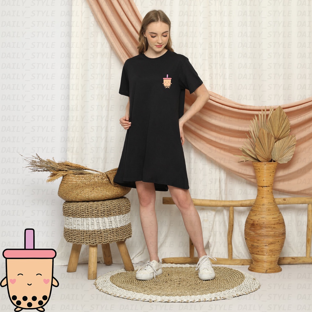 DAILY_STYLE1119 - BASIC DRESS BOBA TUNIK MIDI CASUAL HIJAB OVERSIZE