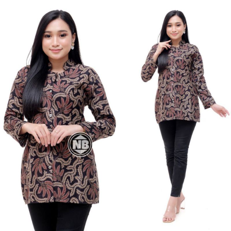 ATASAN BATIK WANITA MODERN BAJU BATIK KANTOR WANITA BATIK NEW BLUS SERAGAMAN BW