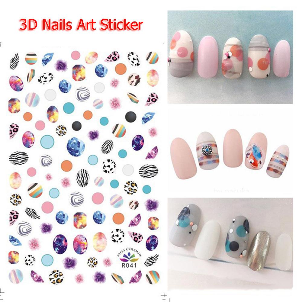 AUGUSTINA Agustin 3D Nail Art Sticker 1pc Nails Tips Kecantikan Decal Lem Belakang Perekat Diri Dekorasi Nail Art