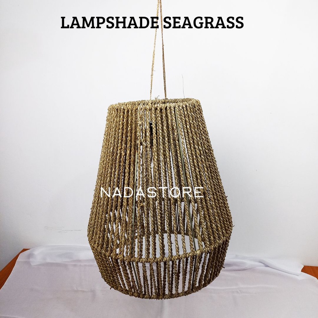 NADASTORE - SEAGRASS LAMPSHADE WITH METAL FRAME / CUP LAMPU SEAGRASS UNIK AESTHETIC