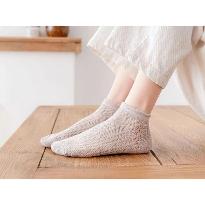 [COD] Kaos Kaki Polos Model Rajut Jaring Kaos Kaki Pendek Fashion Korea Kaos Kaki Wanita Polos Warna Pastel Import