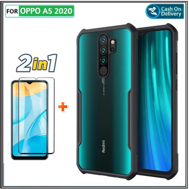 PROMO Paket 2 IN 1 Case Oppo A5 2020 / A9 2020 Case Fusion Xundd ShockProof Free Anti Gores Layar Handphone High Quality