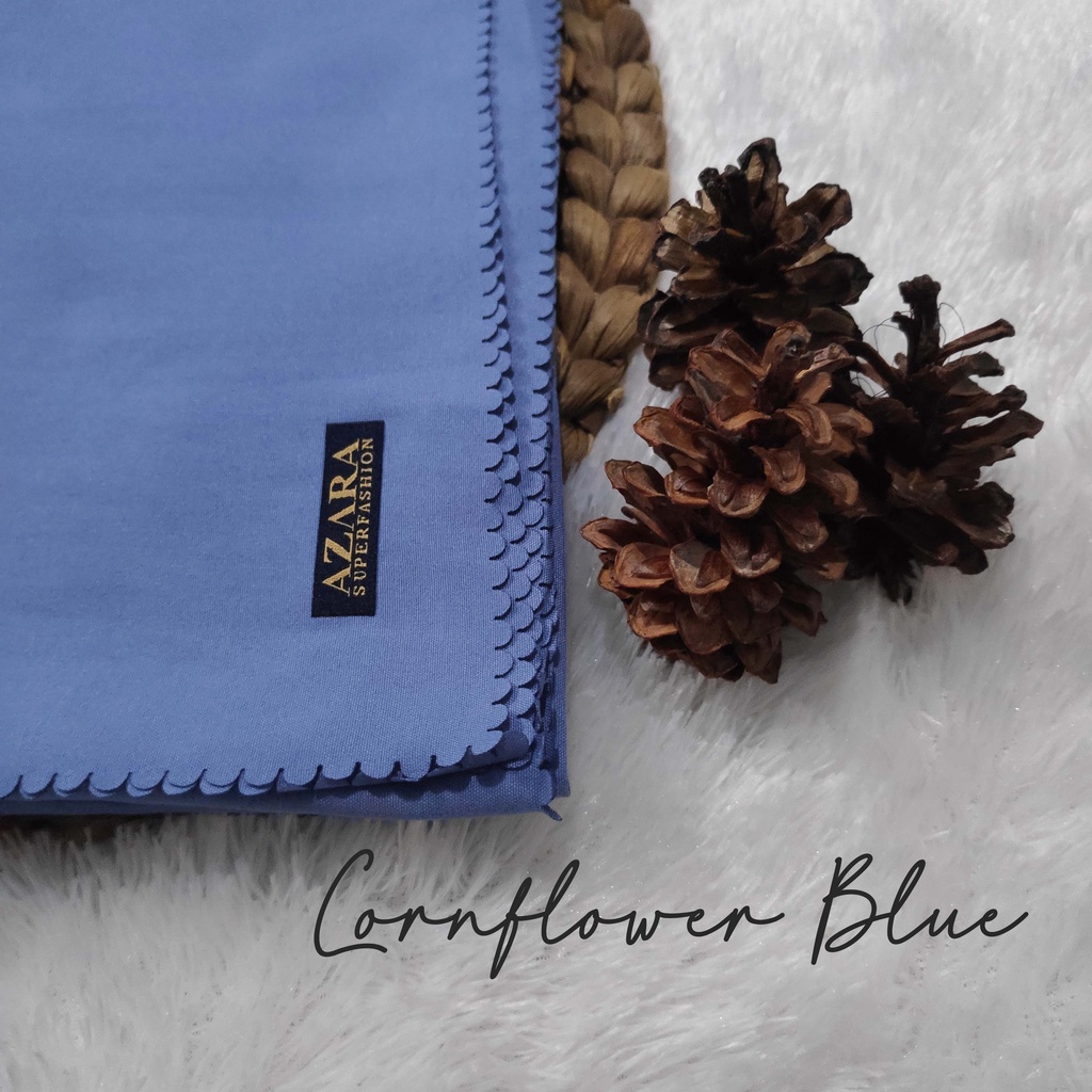 HIJAB AZARA VOAL LASERCUT, VOAL AZARA, JILBAB SEGI EMPAT AZARA VOAL LC, AZARA VOAL JAPAN LC-Cornflower Blue