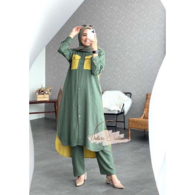 DRESS MUSLIM, baju wanita, baju gamis, dress, gamis, Baju gamis, VELOVE ONE SET. Stelan, setelan