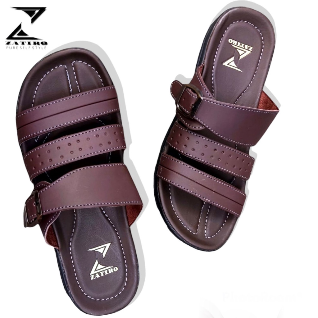 Berkah Shopee!! Sandal Slop Kulit Pria Casual - Dijamin Berkualitas Sesuai Foto - Terlaris Sandal Slip On Slide Kokop Fashion Termurah - COD 38 39 40 41 42 43