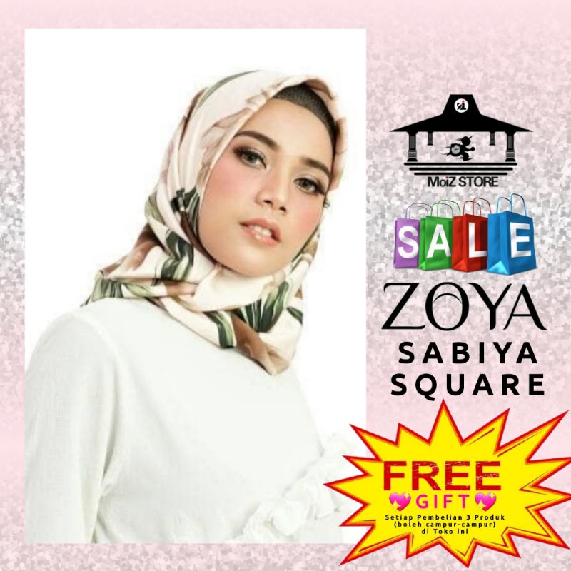 Zoya Sabiya Square Kerudung Segi Empat Motif Zoya Turkey Scarf / Jilbab Segi Empat Motif Zoya / Hija