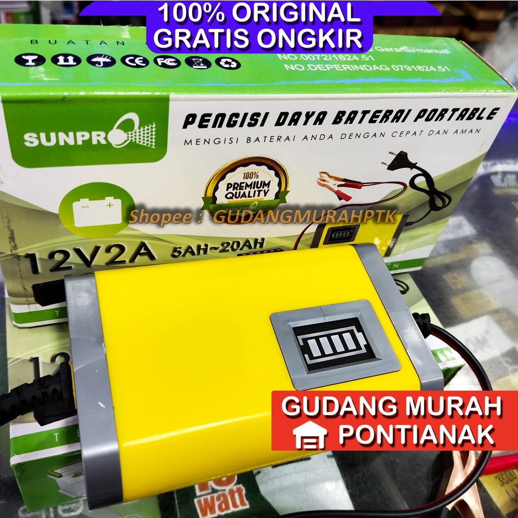 Charger Aki Battery Sunpro 12V2A / Casan Aki Sunpro 12V 2A / Cas Aki