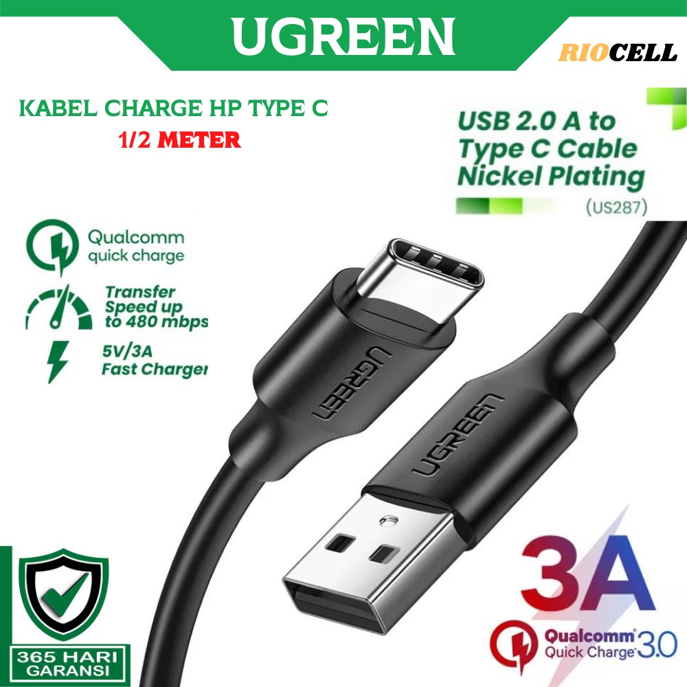 UGREEN Kabel USB Type C Kabel Power Bank QUICK CHARGER 3A Nickel Plat