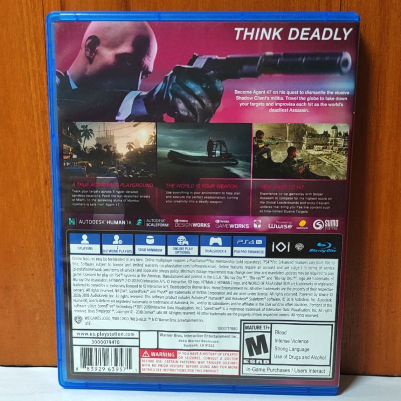 Kaset Hitman 2 PS4 Hit Man II Playstation PS 4 5 Hitman2 CD BD Game Games HITMANII Original Asli Playstation Hitman1 2 3 III