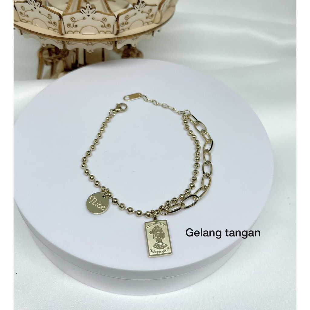 COD! gelang titanium anti karat/ gelang tangan wanita elizabeth nice import