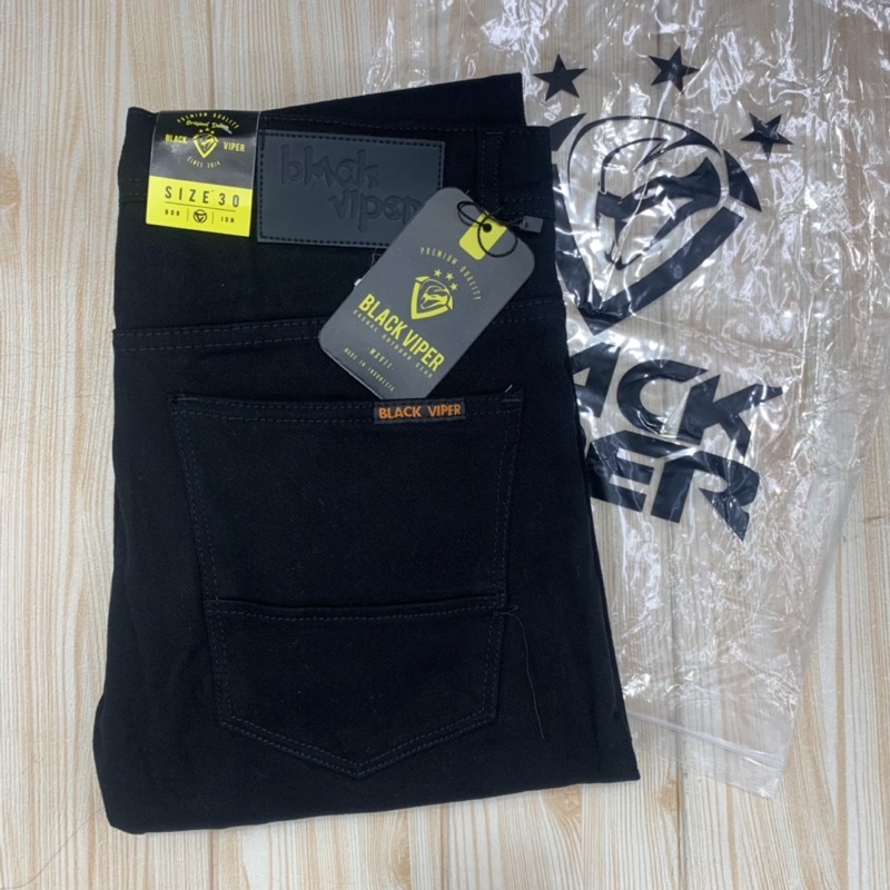 CELANA PANJANG JEANS PRIA HITAM POLOS BLACK VIPER TIDAK LUNTUR COD NAOMI JEANS BLACK STRECH