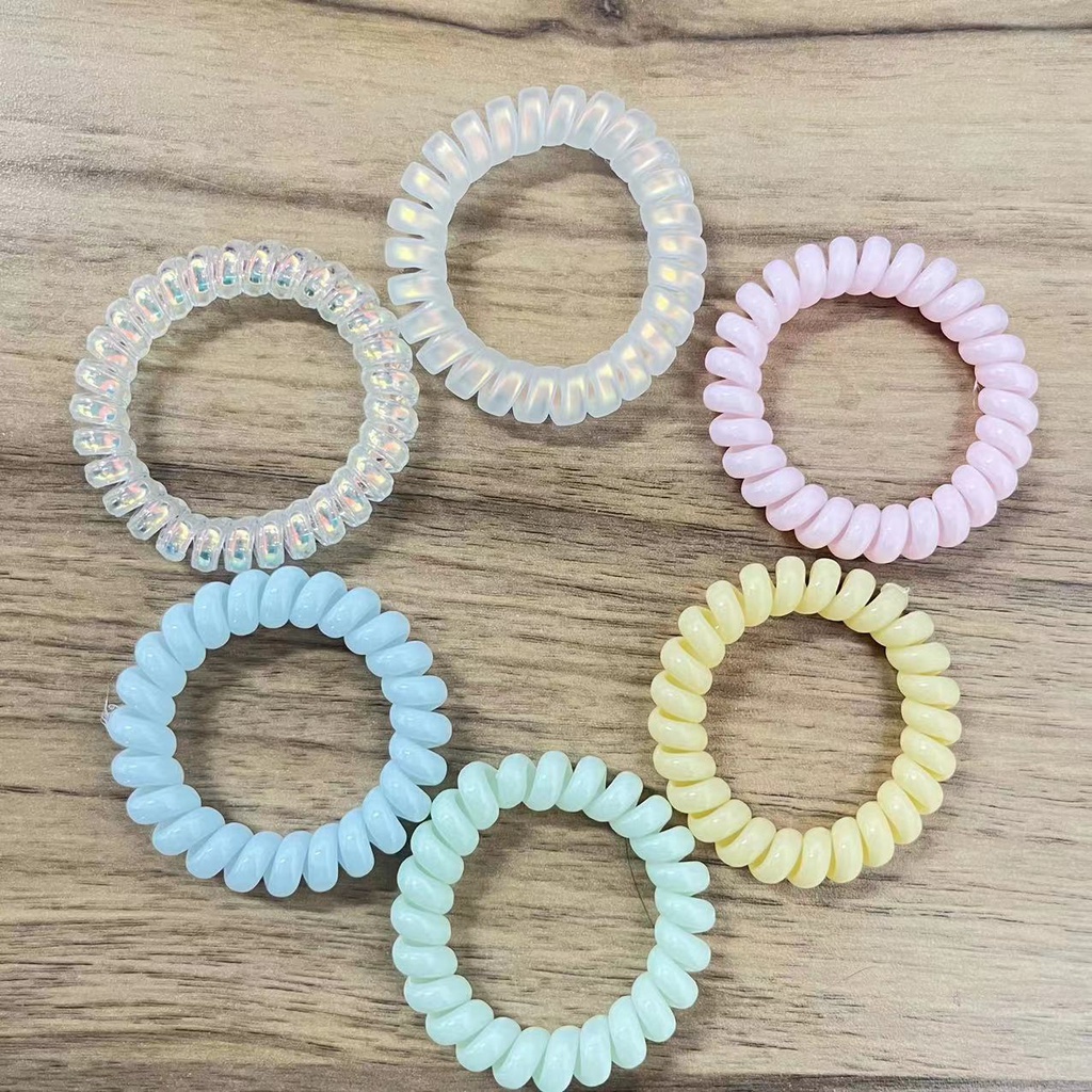 Monica Karet gelang  fashion strip spiral warna cerah gemuk longgar cincin rambut kabel