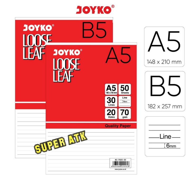 

LOOSE LEAF JOYKO (GARIS) (B5 / A5) (ISI 50/100LBR)