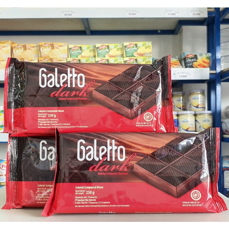 

Galetto Dark Compound Chocolate / Baking Chocolate Galetto / Coklat Galetto 250Gr