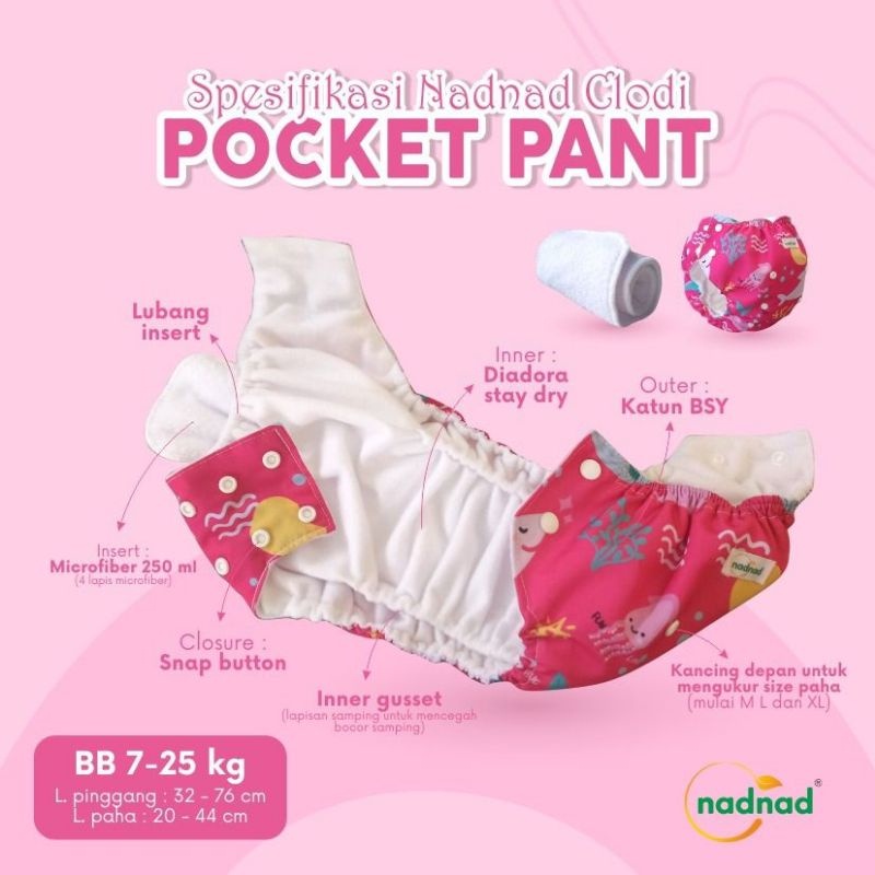 POPOK Bayi Kain Kancing Cloth Diaper Clodi Bayi Dapat Dicuci Popok clodi NadNad by sakina pocket pan