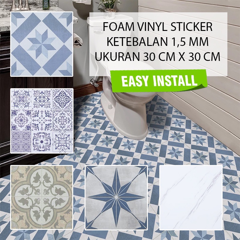 Jual Sticker Lantai Dinding Vinyl Foam Motif Keramik Marmer Mozaik