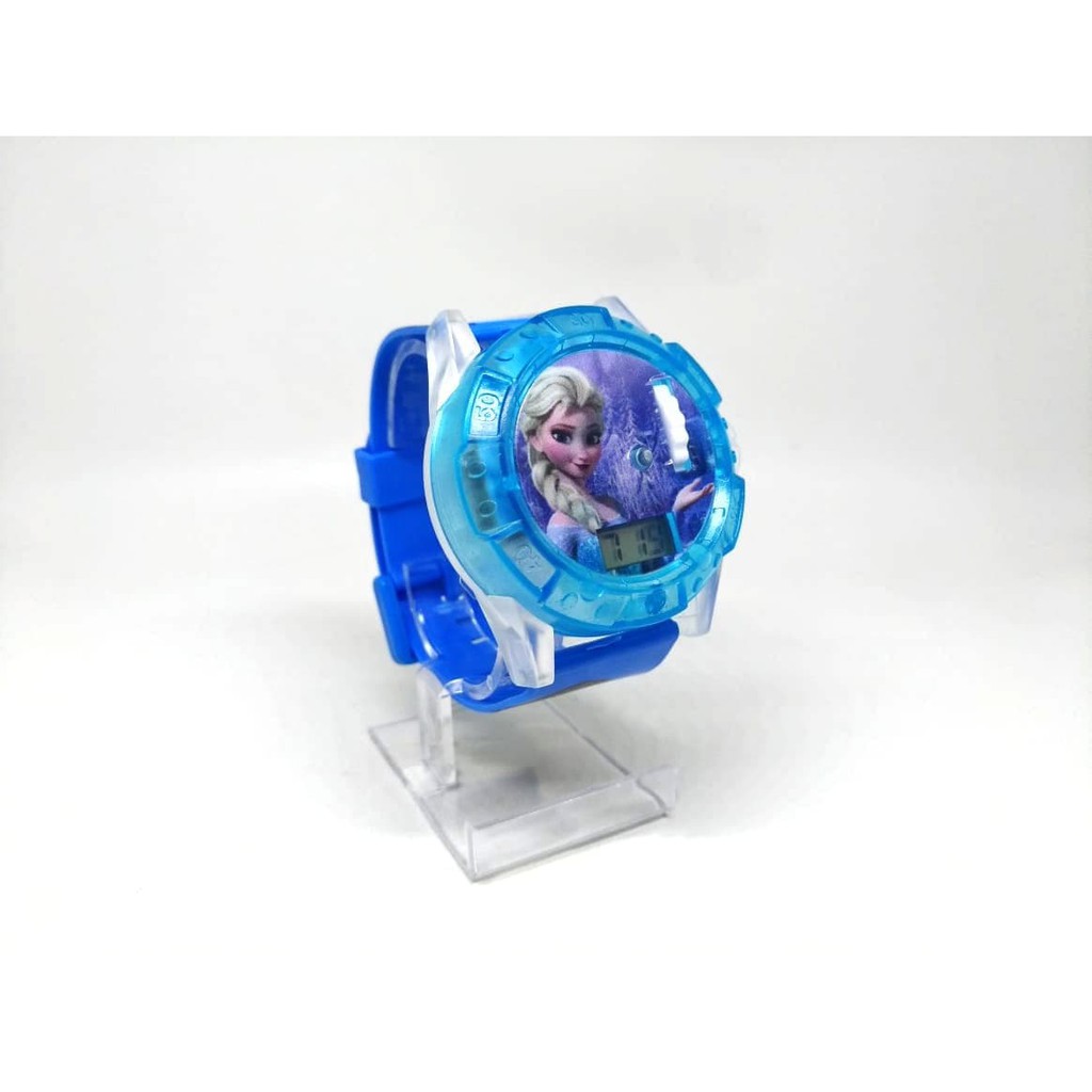 Parling Laris! JAM TANGAN ANAK PEREMPUAN MUSIK LASER PROYEKTOR FROZEN ELSA LAMPU Low Price!