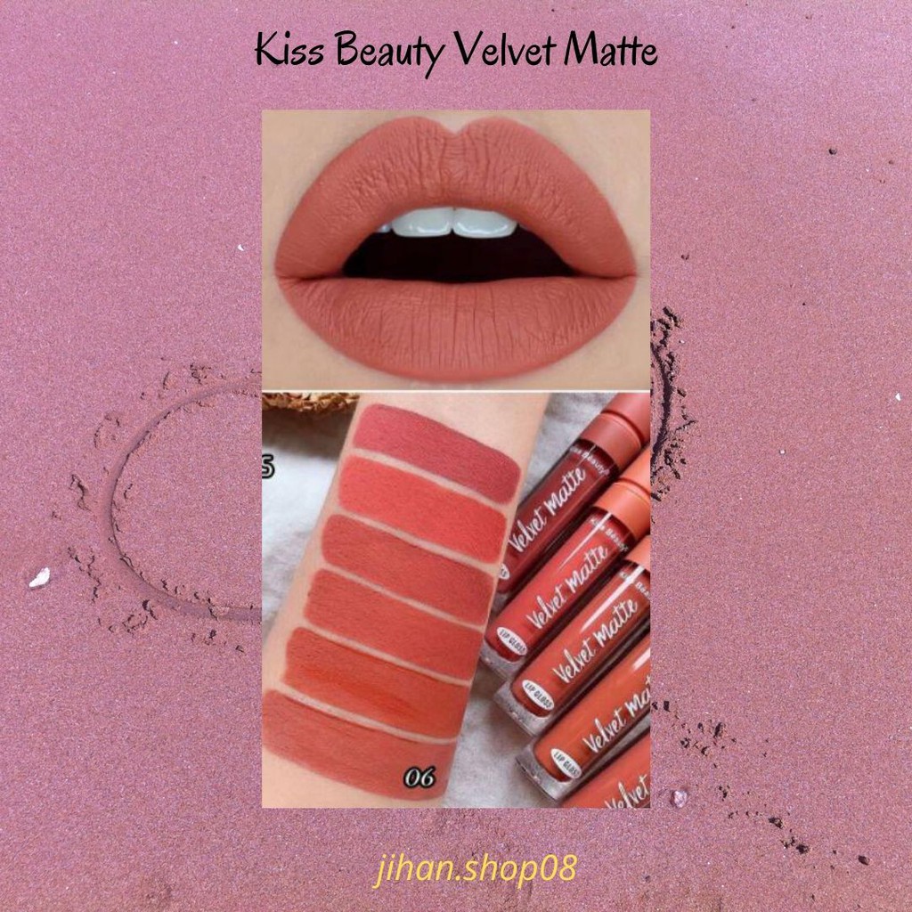 Kiss Beauty Velvet Matte Lip Gloss Kiss Beauty Pink Series Lipstick warna nude jihan.shop08