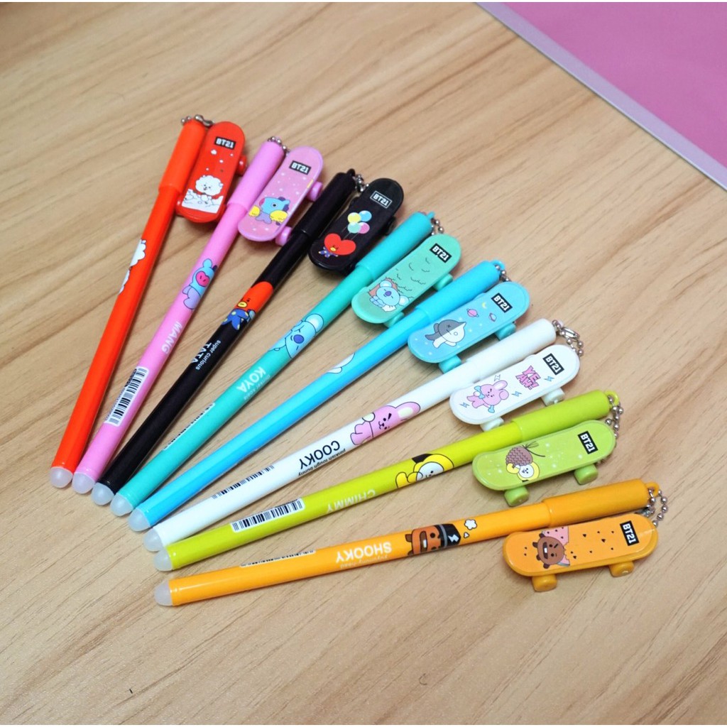 PULPEN SKATEBOARD BT21 UNIK BOLPEN LUCU IMPORT BOLPOIN ALAT TULIS SEKOLAH TERMURAH BISA COD